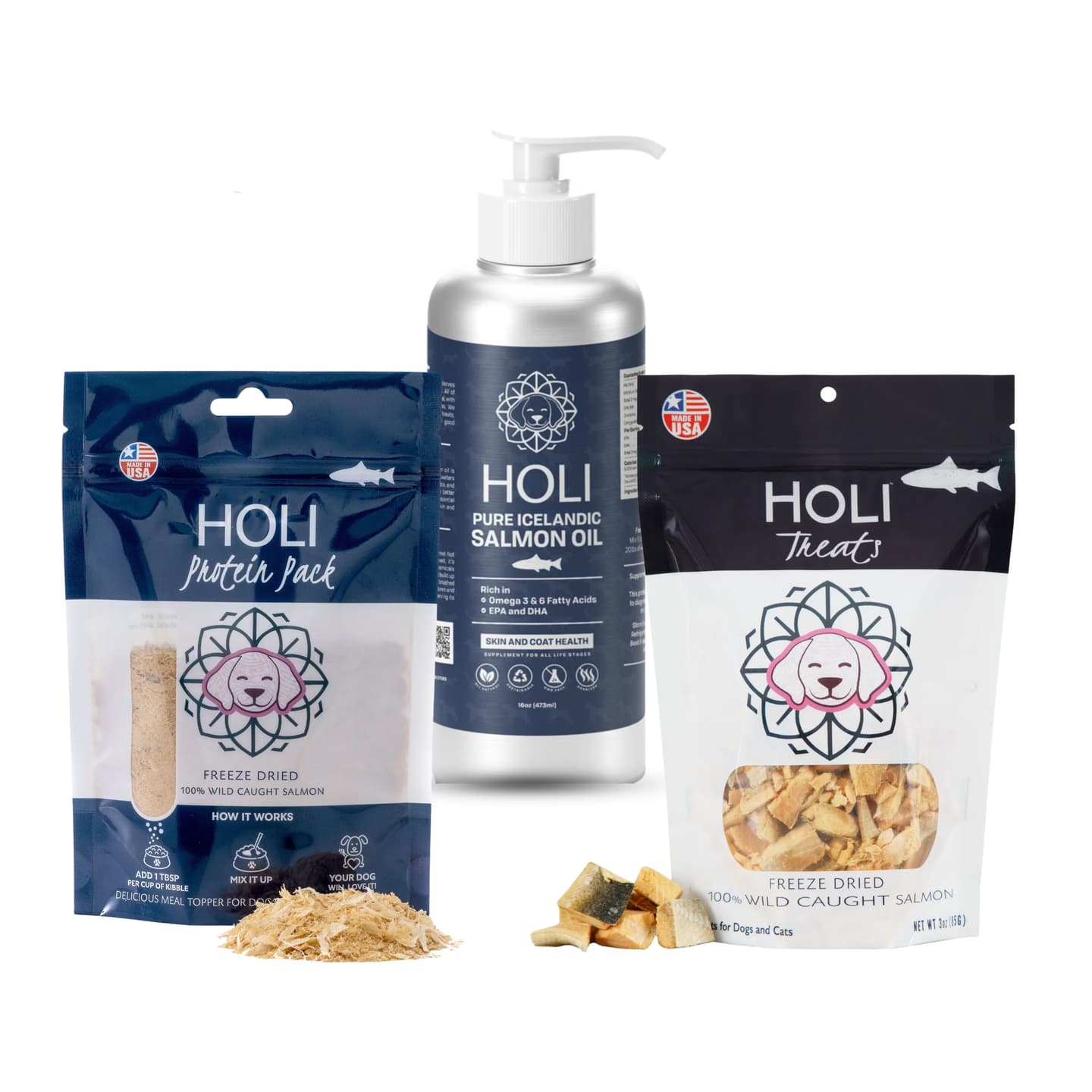 Wild-Caught Salmon Nutrition Bundle for Dogs & Cats – Oil, Treats & Freeze-Dried Topper