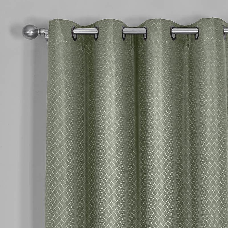 100% Blackout Curtain - Diamond Jacquard Woven Drape Theme (Set of 2)