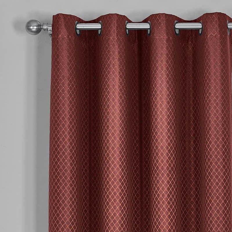 100% Blackout Curtain - Diamond Jacquard Woven Drape Theme (Set of 2)