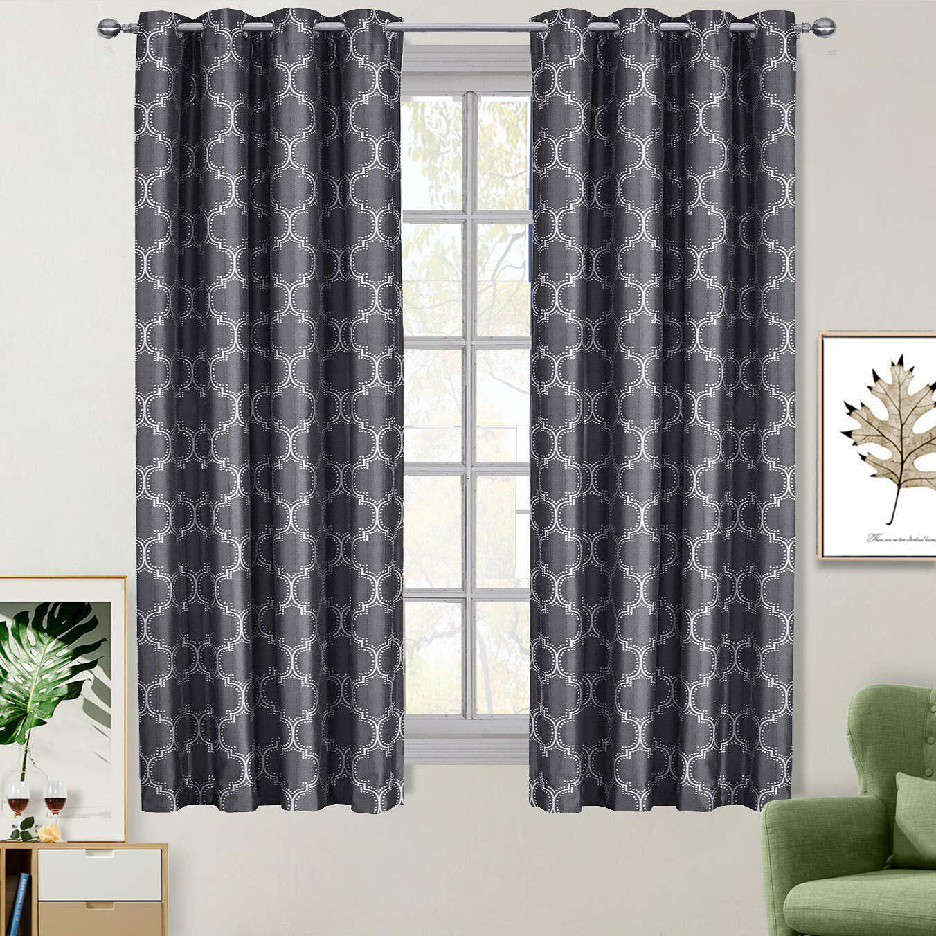 100% Blackout Curtain Panels Alana - Woven Jacquard Triple Pass Thermal Insulated (Set of 2 Panels)