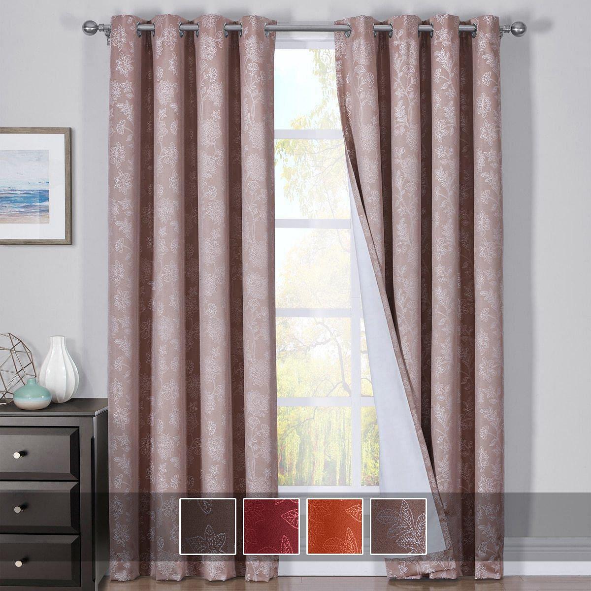 100% Blackout Curtain Panels Fannie - Woven Jacquard Triple Pass Thermal Insulated (Set of 2 Panels)