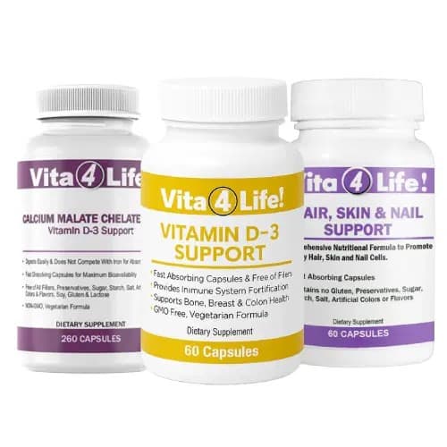 New Everyday Wellness Bundle | Vitamin D3, Biotin Hair Skin & Nails, and Calcium Malate Chelate (3-in-1 Pack)