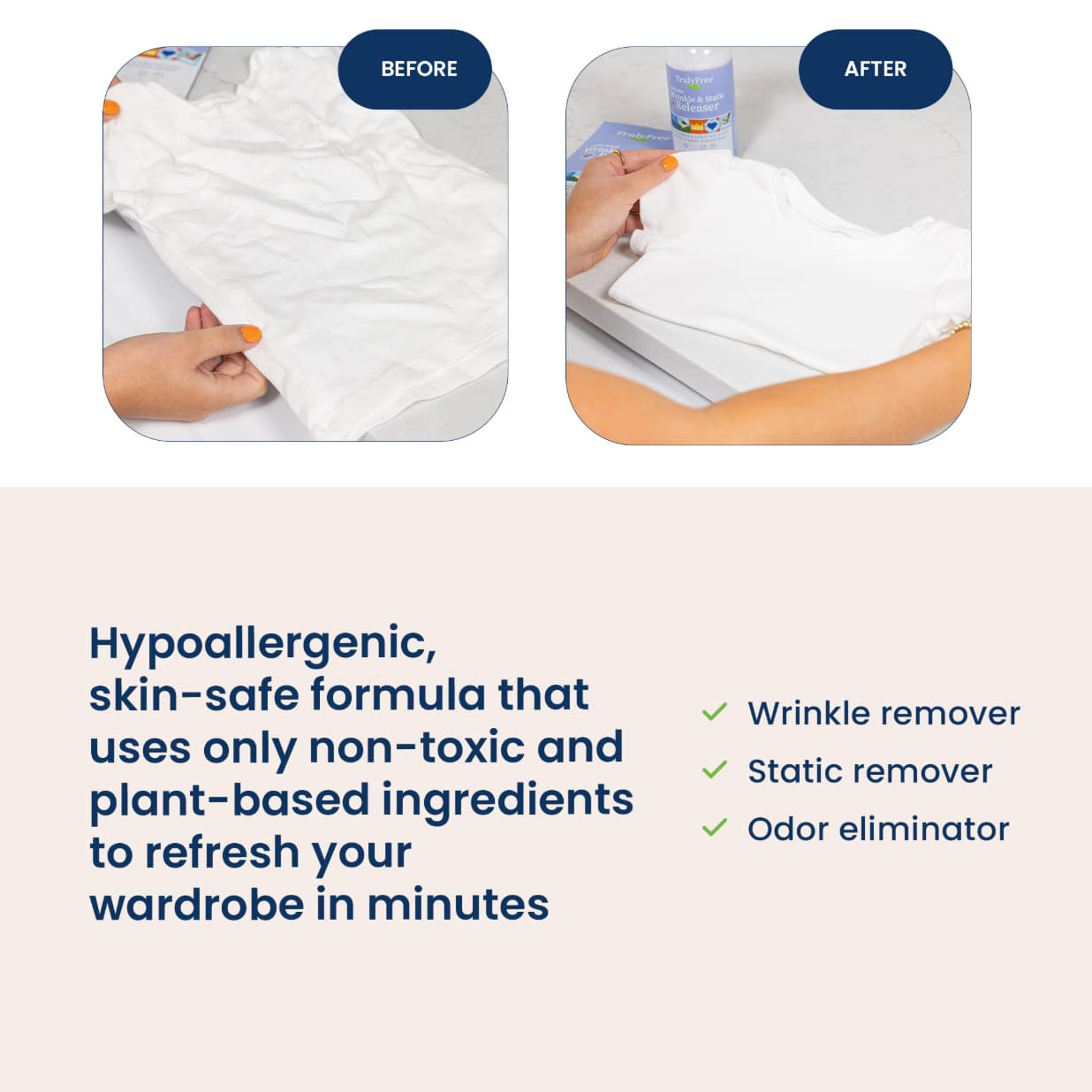 Truly Free Home's Wrinkle & Static Releaser - Refillable Bottle + 1 Refills