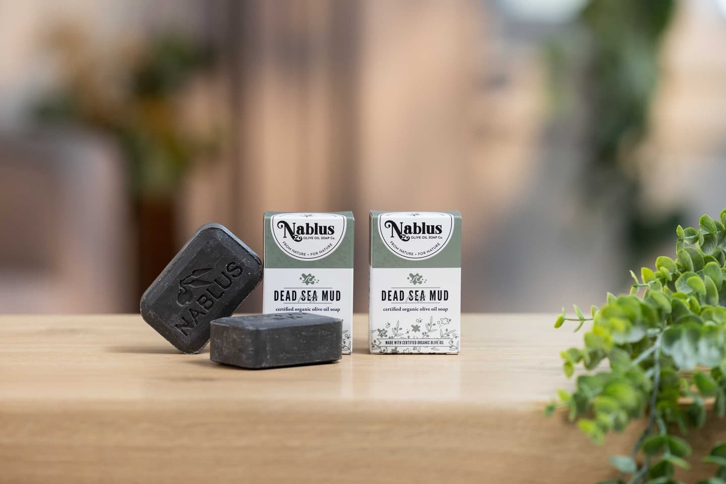 2 Pack Nablus 100% Certified Organic Virgin Olive Oil & Dead Sea Mud Soap Whole Body & Hair -Natural and Organic Cosmetic certified-Halal Certified Not Tested on Animals- Totally Vegan For Men and Women