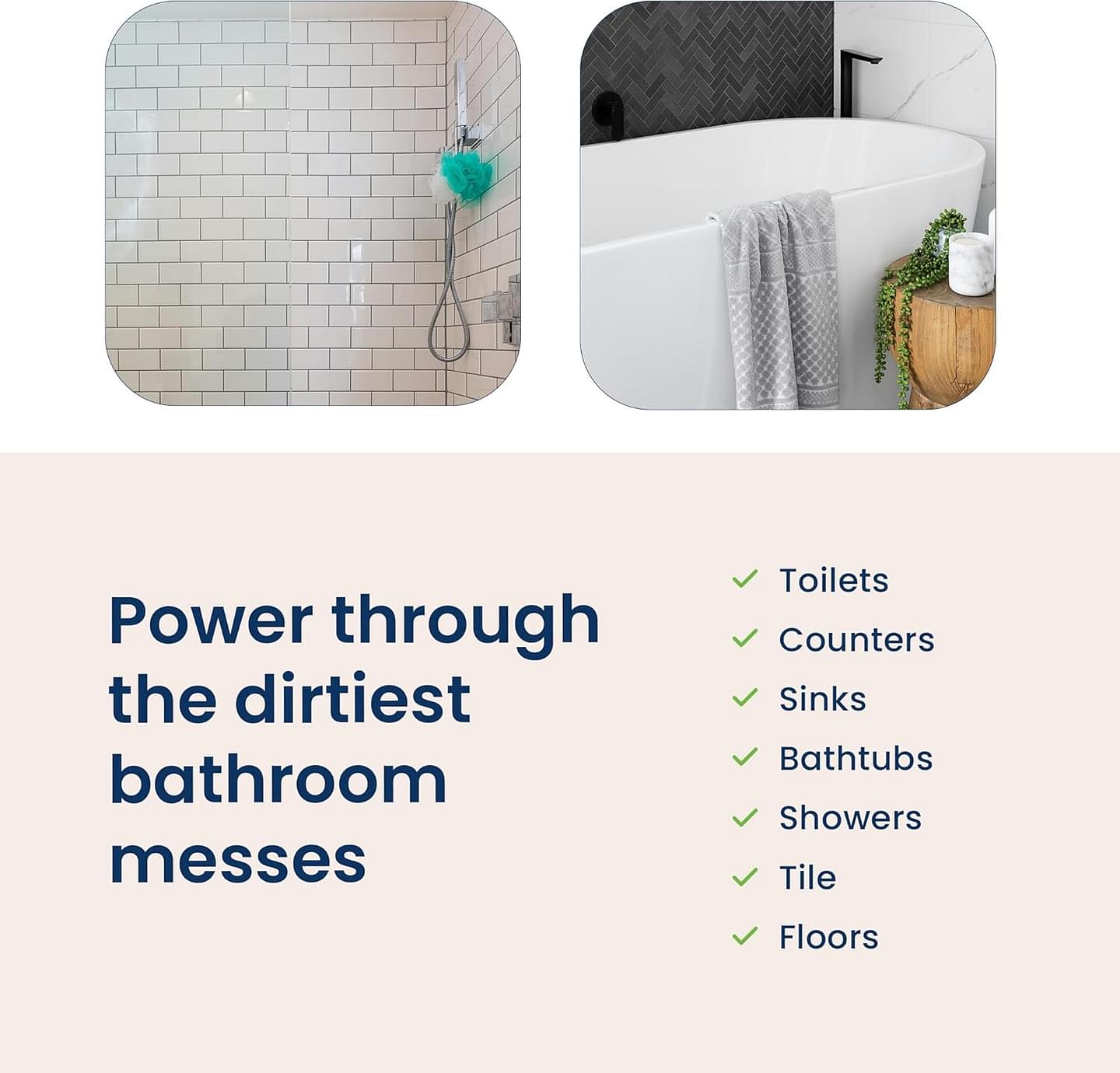 2-Pack TrulyFree Bathroom Cleaner - Cleaning Spray, for Toilet, Sink, Tub, Shower - Includes: 16-oz Spray Bottle, One refill pouch used for initial fill and one pouch for Refill when needed (3 oz) Starter Kit