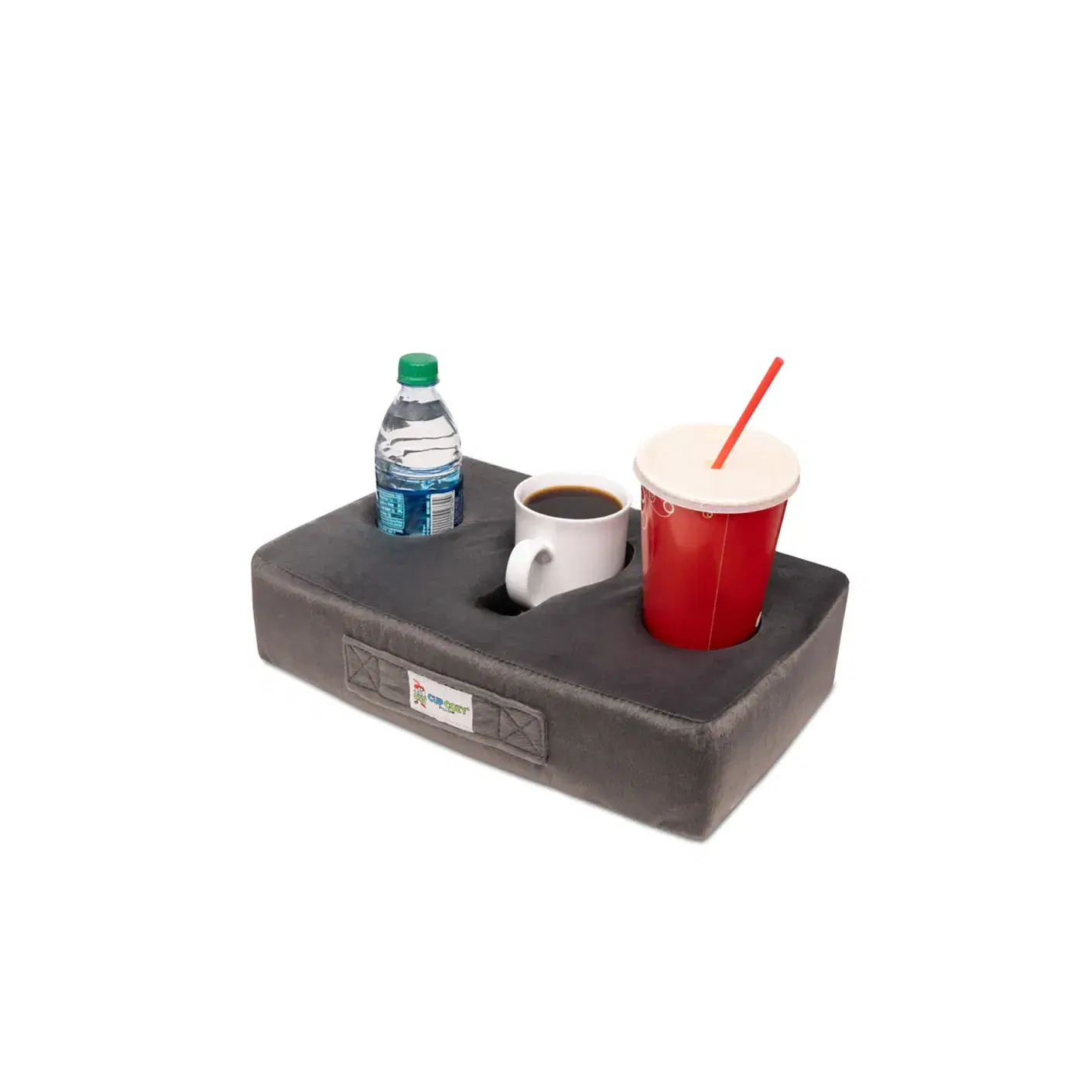 Cup-Cozy-Pillow-Gray-As-Seen-on-TV--The-World-s-Best-Cup-Holder!-Keep-Your-Drinks-Close-and-Prevent-Spills.-Use-it-Anywhere-Couch,-Floor,-Bed,-Man-cave,-car,-RV,-Park,-Beach-and-More!