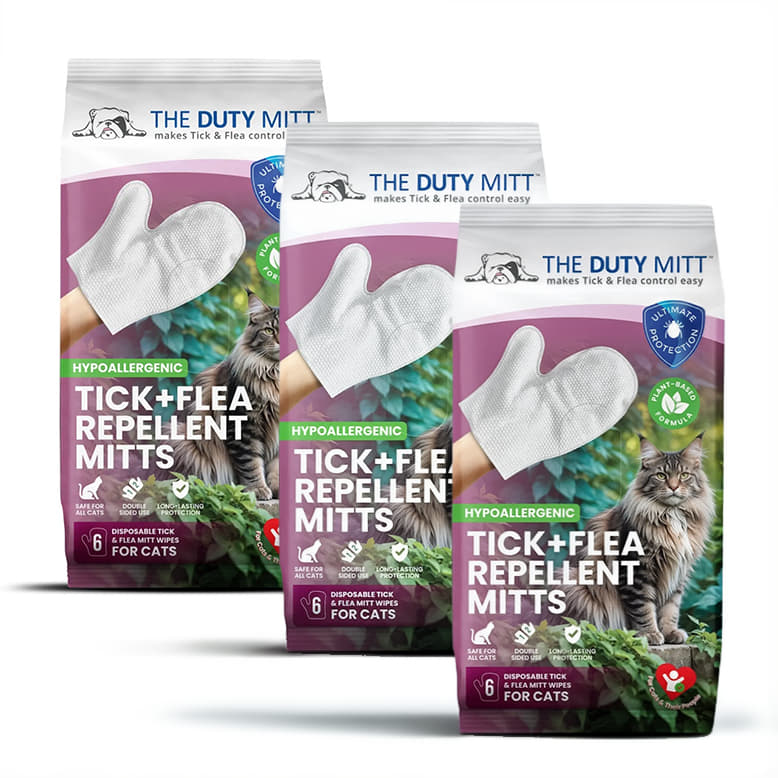 The Duty Mitt Tick + Flea Repellent Mitt for Cats - 3 Pack