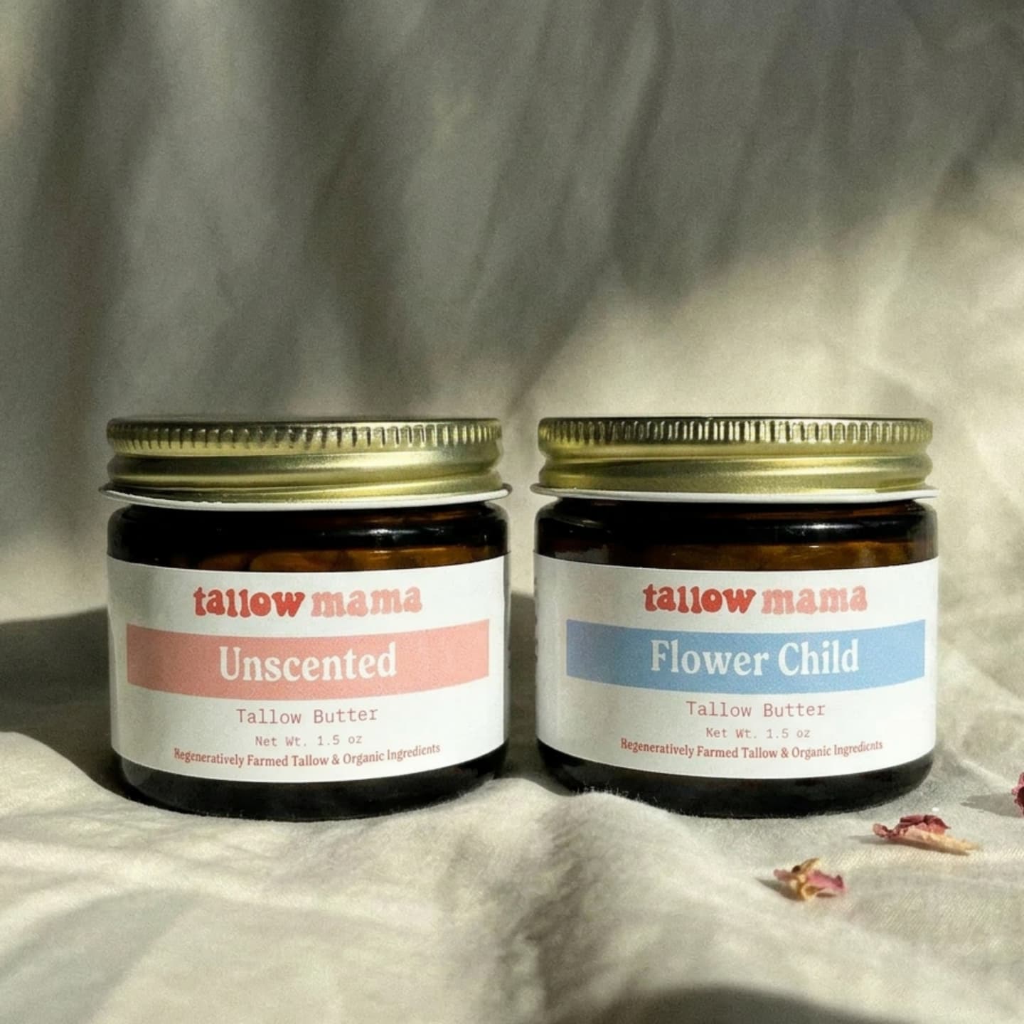 Tallow Mama Buy 1 Get 1 50% Off! Tallow Butter - Natural Face & Body Moisturizer for Sensitive Skin (Unscented & Flower Child)
