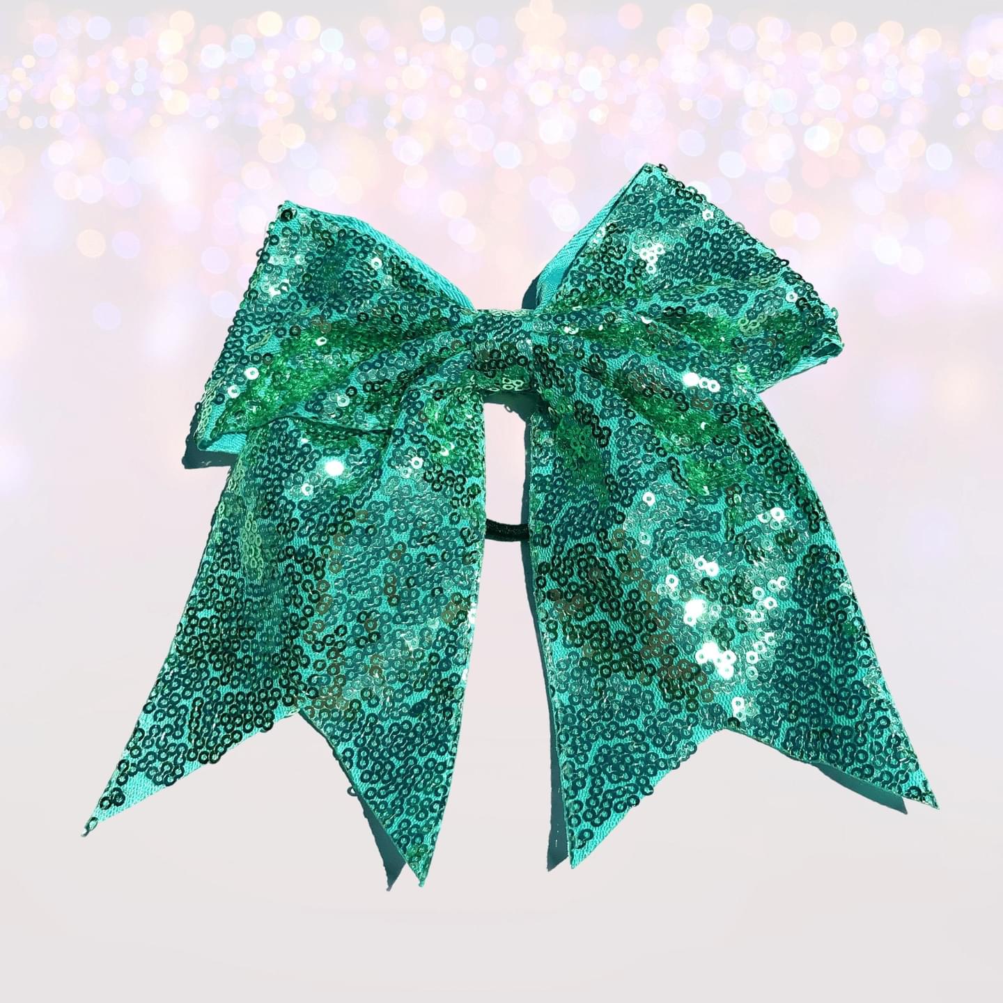 7 inch Sequin Cheer Bows, Girls Sequin Cheerleader Bow Pony