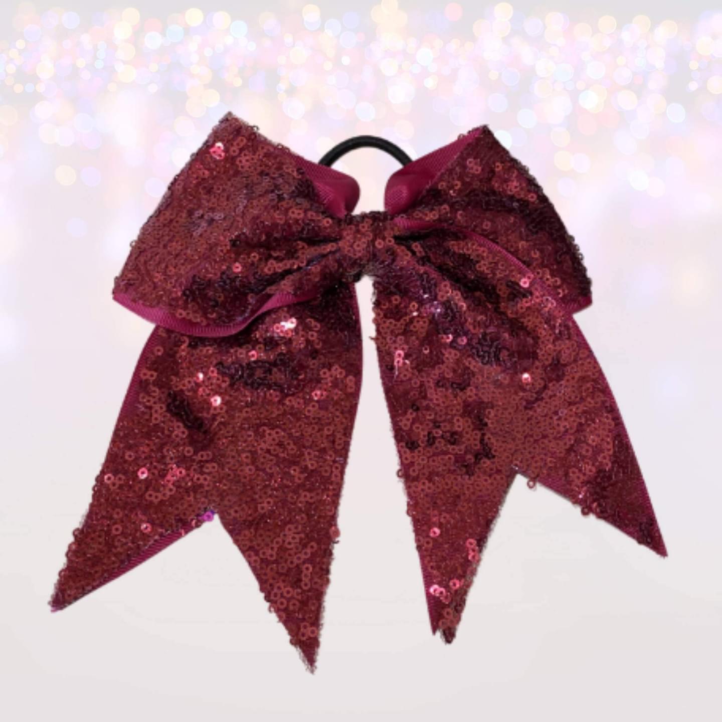7 inch Sequin Cheer Bows, Girls Sequin Cheerleader Bow Pony