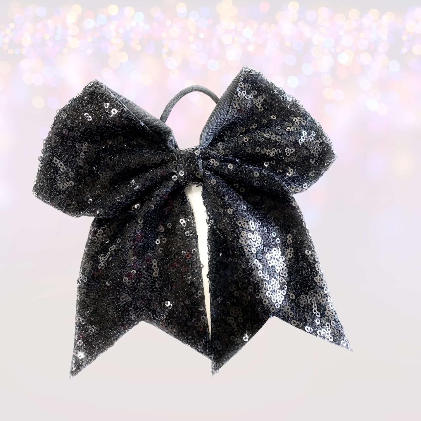 7 inch Sequin Cheer Bows, Girls Sequin Cheerleader Bow Pony