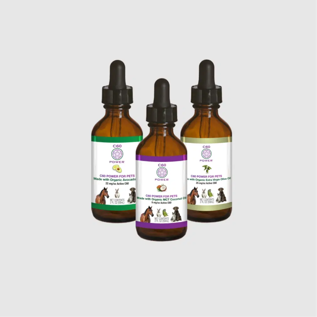 The Pet C60 Sampler - 3-Bottle Bundle (Avocado, MCT Coconut & Olive Oil) | 99.99% Pure C₆₀ Fullerenes for Dogs & Cats
