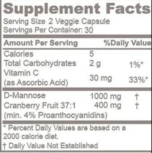 Cranberry & D-Mannose | 60 Vegan Capsules | Urinary Health Support – UTI Prevention & Bladder Care 