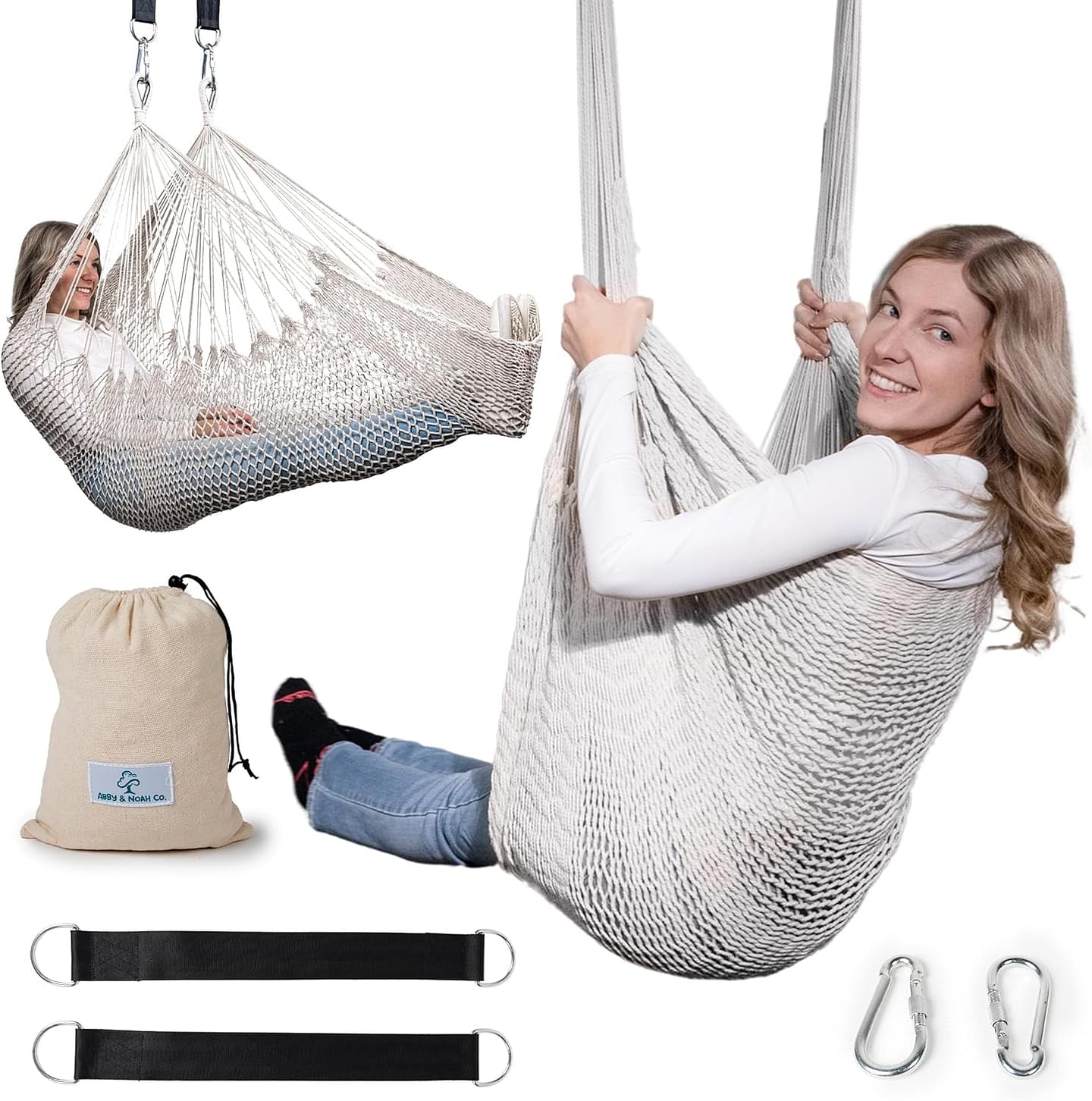 Abby & Noah Autism Sensory Swing for Adults & Kids - Cozy Cocoon Outdoor Indoor Swing - Ceiling Hammock Chair & Cuddle Therapy Swing - Child Hanging Pod - Bedroom Must Haves for Sensory Joy (Large)