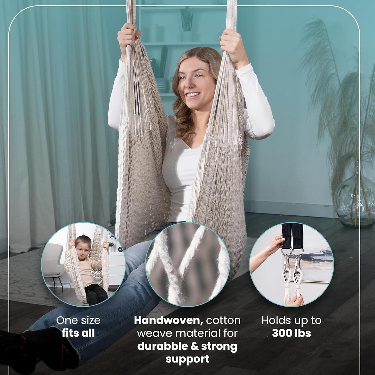 Abby & Noah Autism Sensory Swing for Adults & Kids - Cozy Cocoon Outdoor Indoor Swing - Ceiling Hammock Chair & Cuddle Therapy Swing - Child Hanging Pod - Bedroom Must Haves for Sensory Joy (Large)