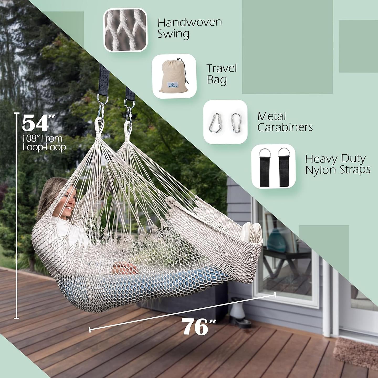 Abby & Noah Autism Sensory Swing for Adults & Kids - Cozy Cocoon Outdoor Indoor Swing - Ceiling Hammock Chair & Cuddle Therapy Swing - Child Hanging Pod - Bedroom Must Haves for Sensory Joy (Large)