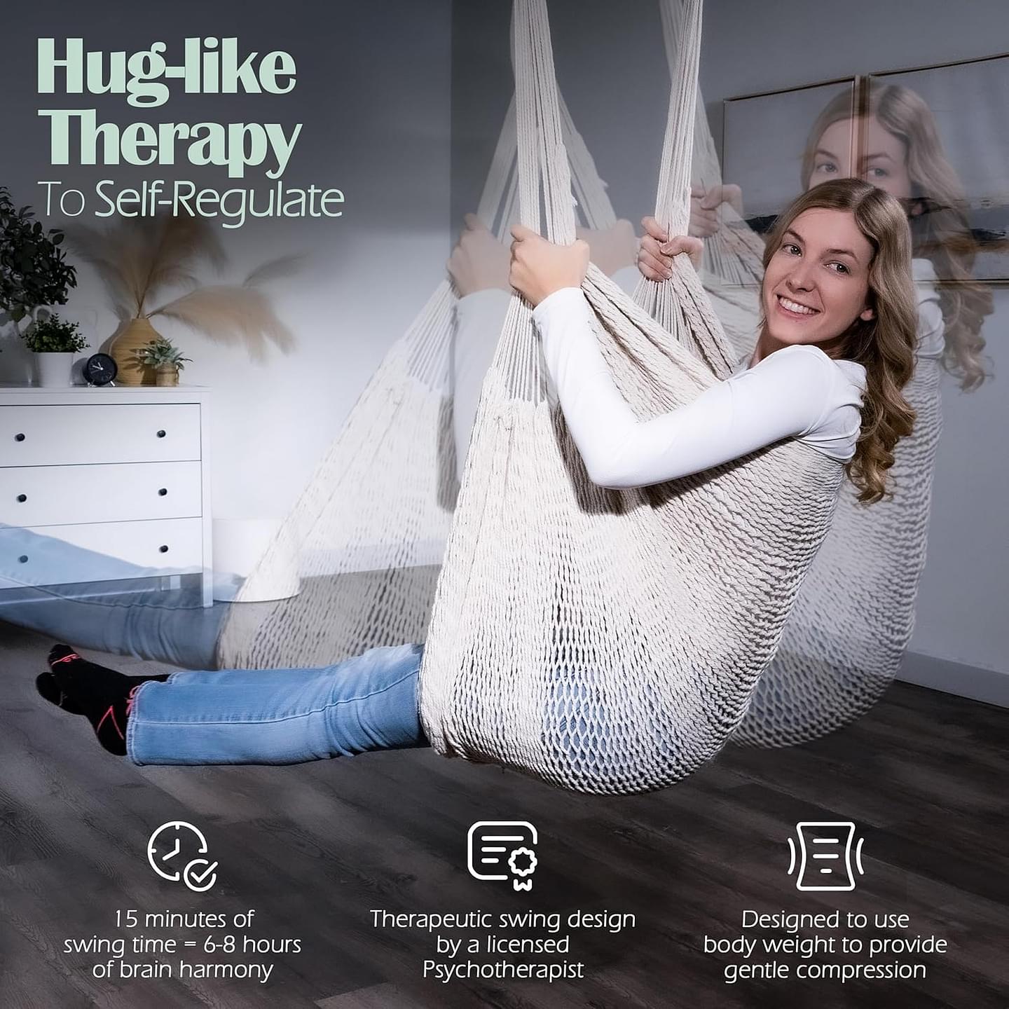Abby & Noah Autism Sensory Swing for Adults & Kids - Cozy Cocoon Outdoor Indoor Swing - Ceiling Hammock Chair & Cuddle Therapy Swing - Child Hanging Pod - Bedroom Must Haves for Sensory Joy (Large)