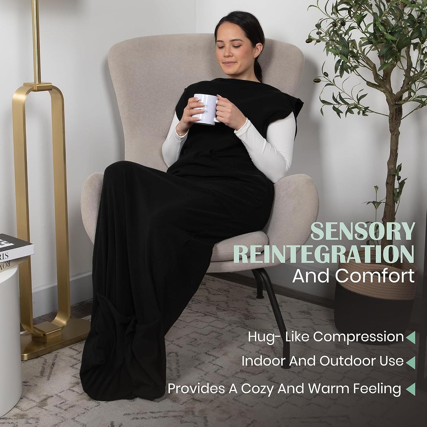 Abby & Noah Co. Therapist-Designed Wearable Blanket Hoodie with Compression for Individuals with Sensory Issues One Size Fits Most