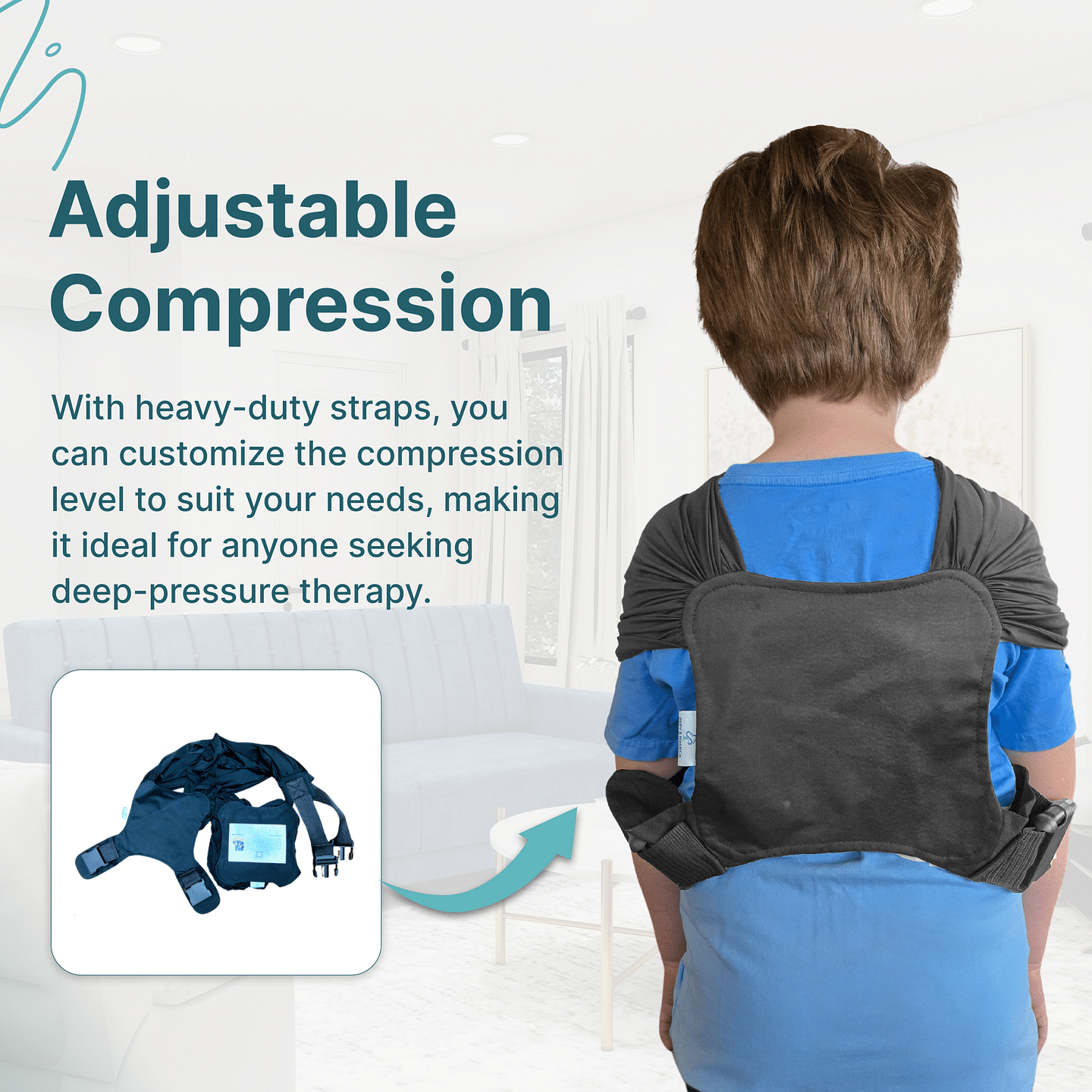 Abby & Noah Compression Vest for Kids with Autism, ADHD, Anxiety, and Sensory Issues - Deep Pressure Sensory Calming Vest - Adjustable Sensory Clothing (Alternative to Weighted Vest) (Black)