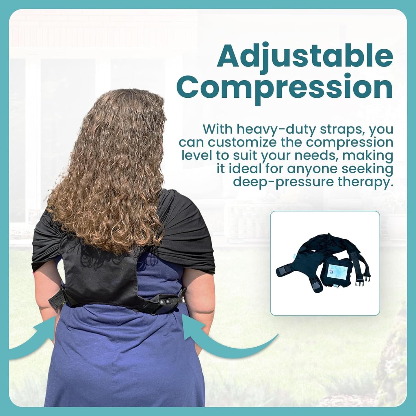 Abby & Noah Sensory Compression vest for Women & Men with Autism, ADHD, Anxiety, and Sensory Issues - Deep Pressure Calming Hug Adjustable Sensory Clothing (Alternative to Weighted Hug) (Black, Large) Adult-Large