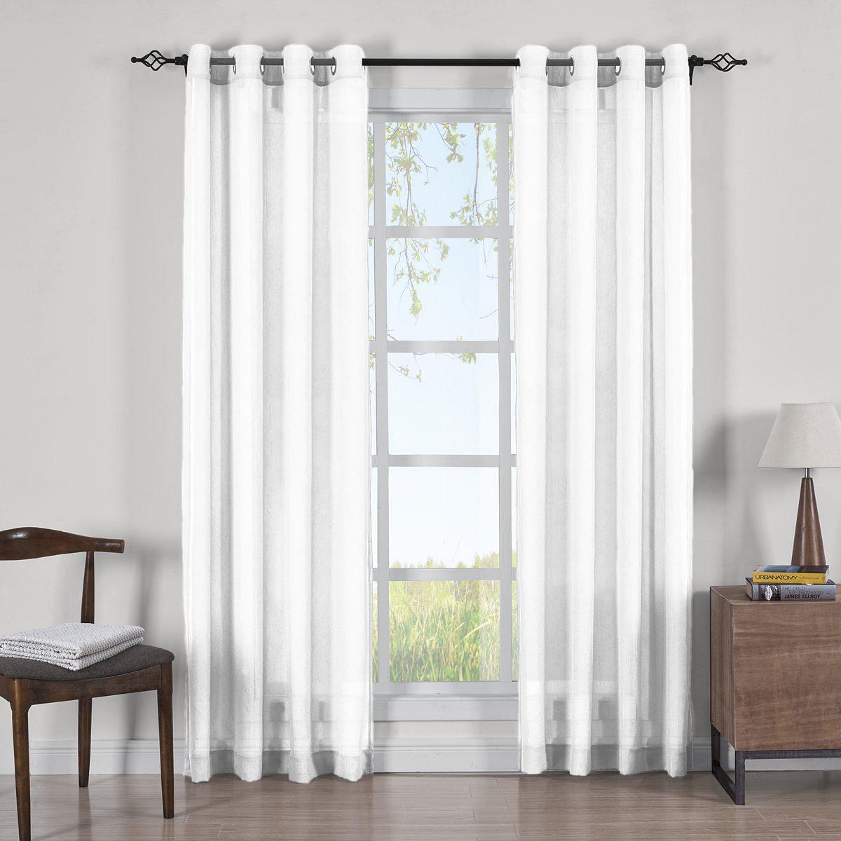 Abri Grommet Crushed Sheer Curtain Panels (Set of 2)