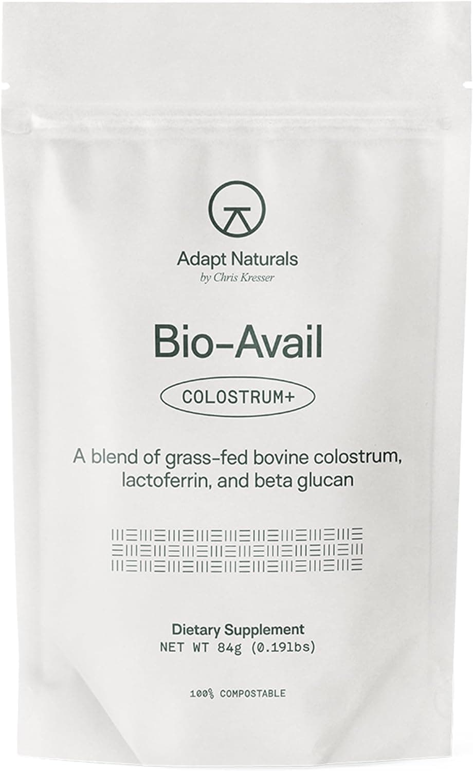 Adapt Naturals Bio-Avail Colostrum+ - Grass Fed Bovine Colostrum Powder 40% IgG, 2,500 mg - Lactoferrin, Beta Glucan - Gut Health, Immunity, Vitality - Non-GMO Colostrum Supplement