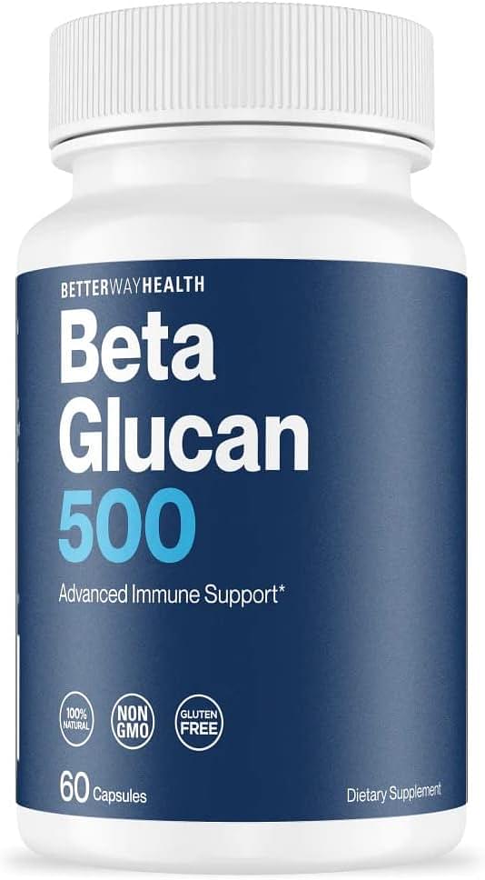 Advanced Immune Support Supplement by Better Way Health with Highly Purified Beta Glucan - Immune System Booster - 500mg 60 Caps (Pack of 1)