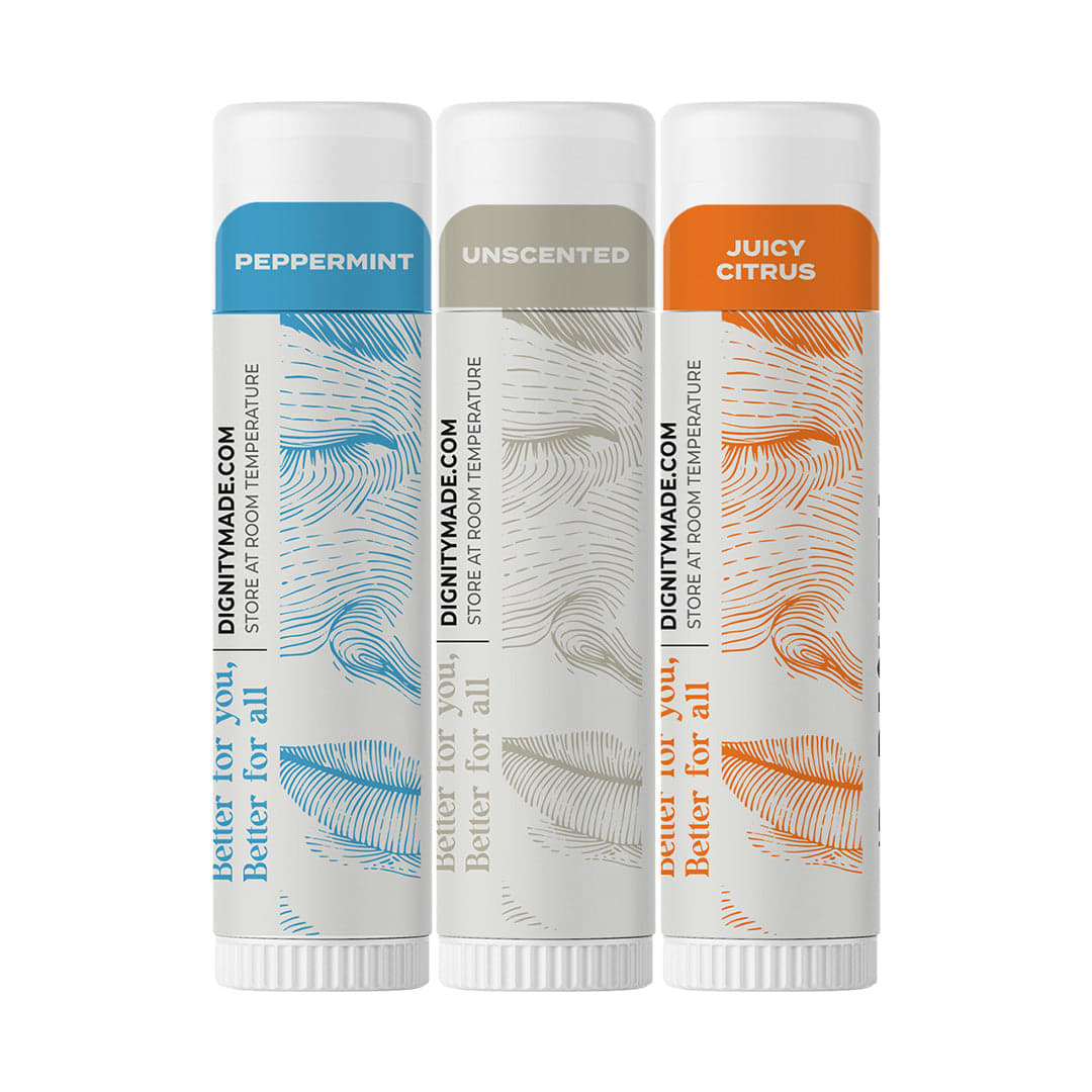 All Natural Vegan Lip Balms - With Coconut Oil, Cocoa Butter & Vitamin E – Chemical-Free Hydrating Balm for Dry, Chapped Lips - 3-Pack Basic