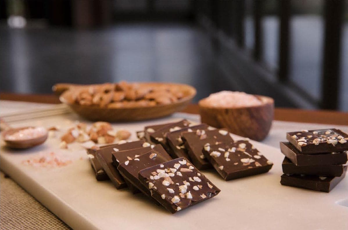 Almonds and Himalayan Pink Salt Dark Chocolate Bar - Premium 65% Dark Chocolate with Roasted Almonds, Himalayan Pink Salt and WellVine Grape Infusion