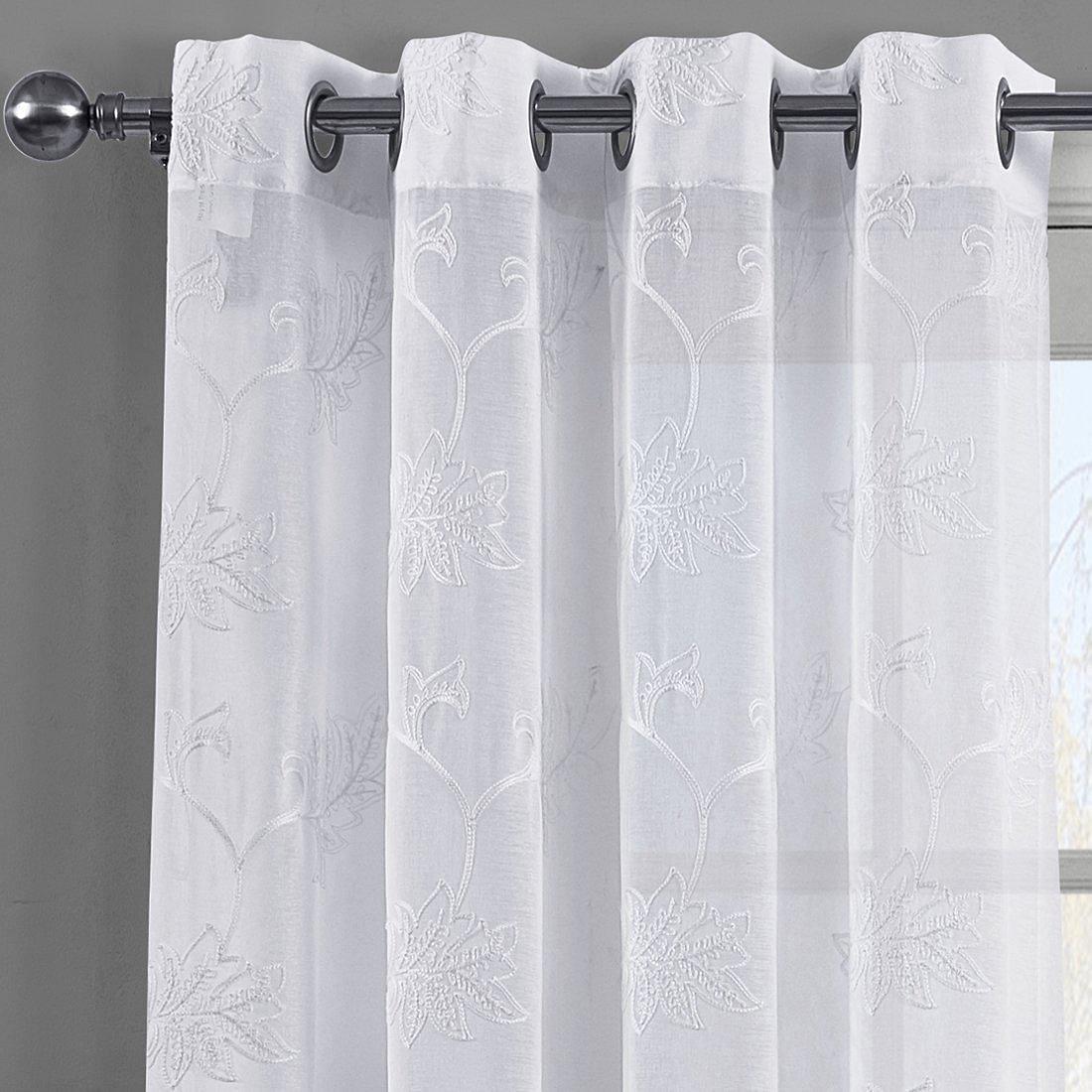 Andora Embroidered Grommet Top Sheer Panel Curtain Pair (Set of 2 )