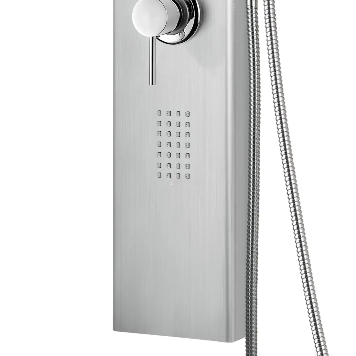 AquaNiche 8-in Rain Showerhead Showerspa with 4-Body Jets Built-in Niche and Handshower Brushed Stainless Steel