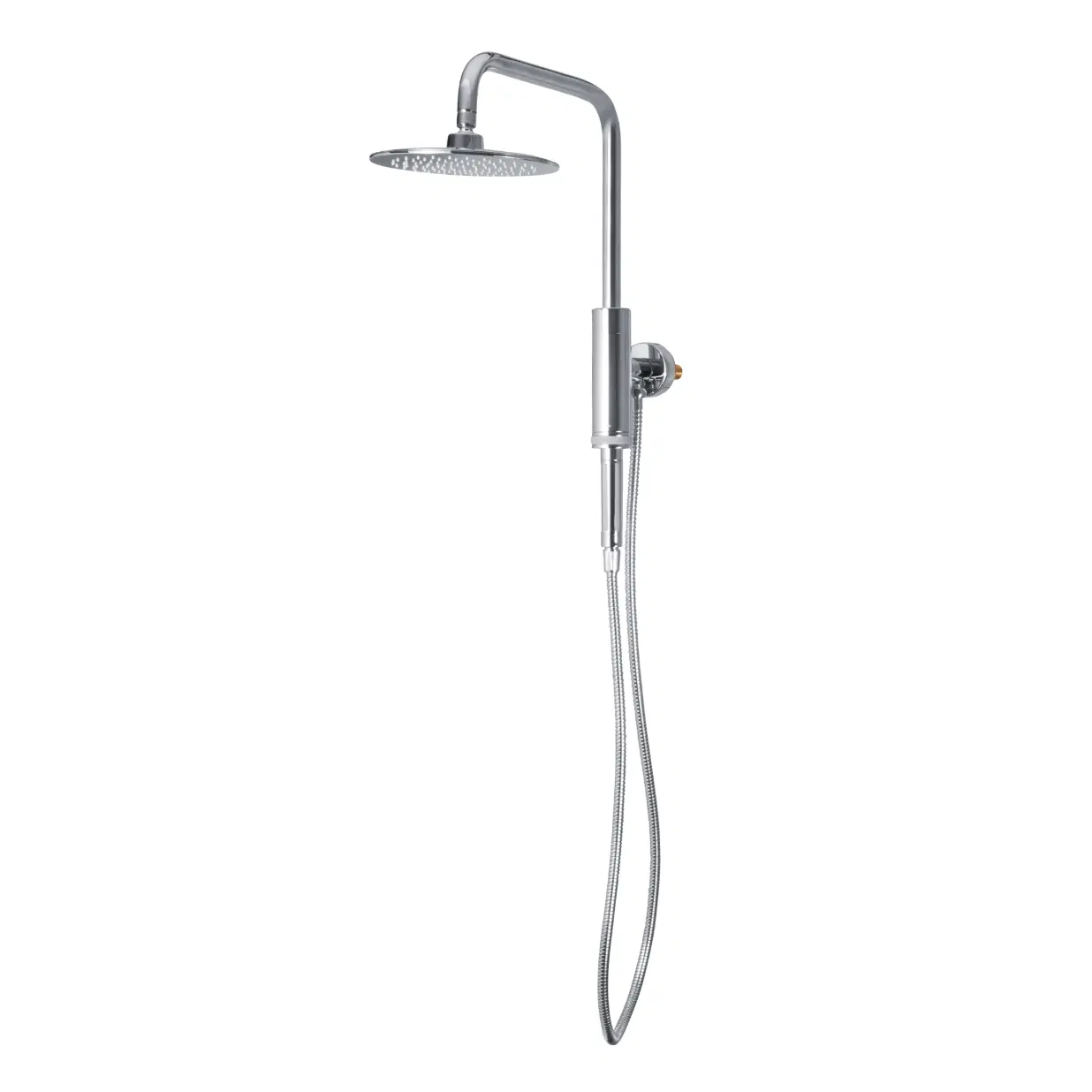 Aquarius 8-in Rain Showerhead Shower System with Pivoting Shower Arm and Magnetic Handshower Holder Chrome 1.8 GPM
