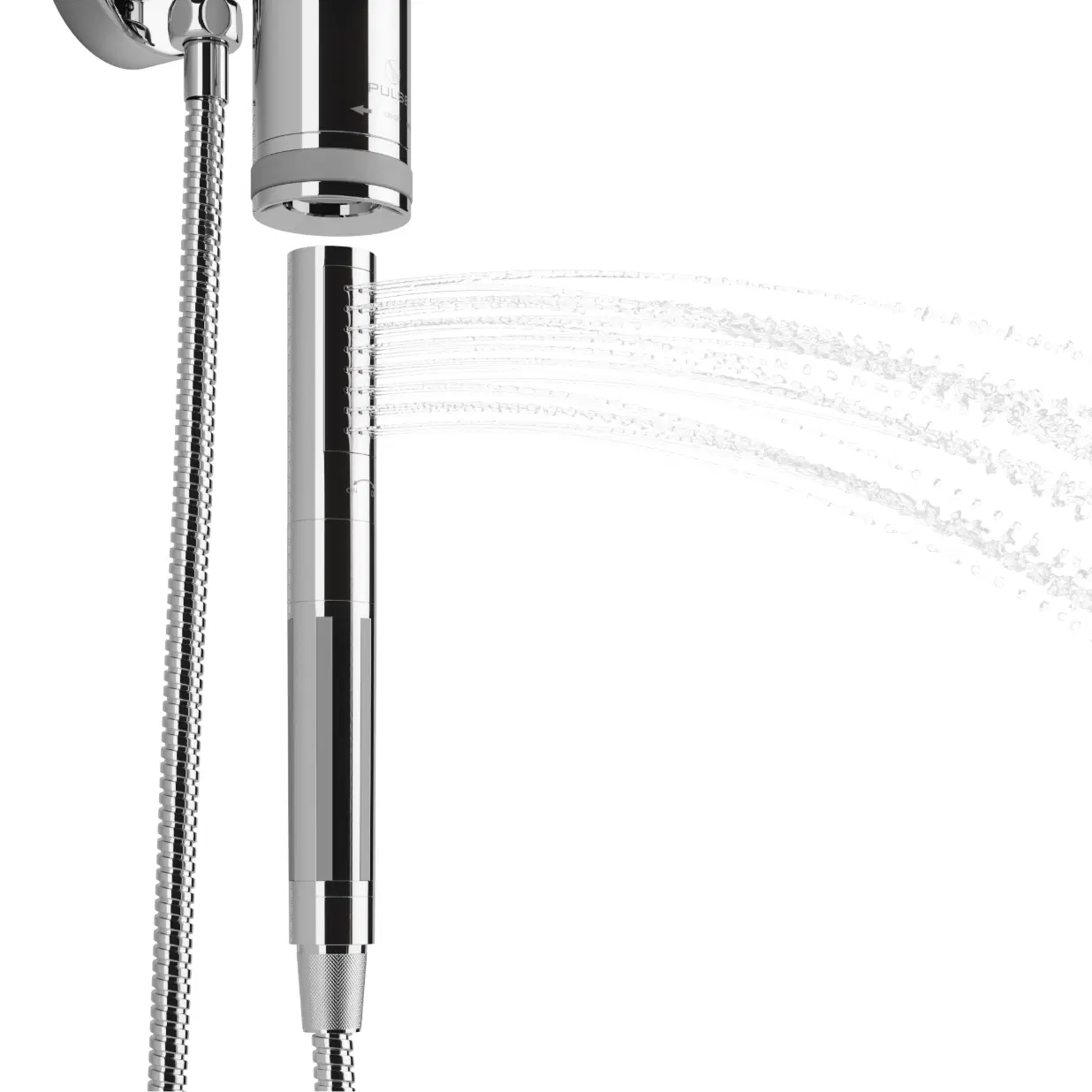 Aquarius 8-in Rain Showerhead Shower System with Pivoting Shower Arm and Magnetic Handshower Holder Chrome 1.8 GPM