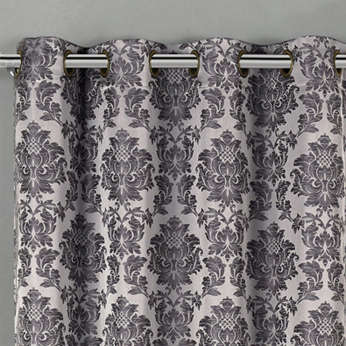 Aryanna Classic Damask Floral Curtains Jacquard Grommet Panels (Set of 2)