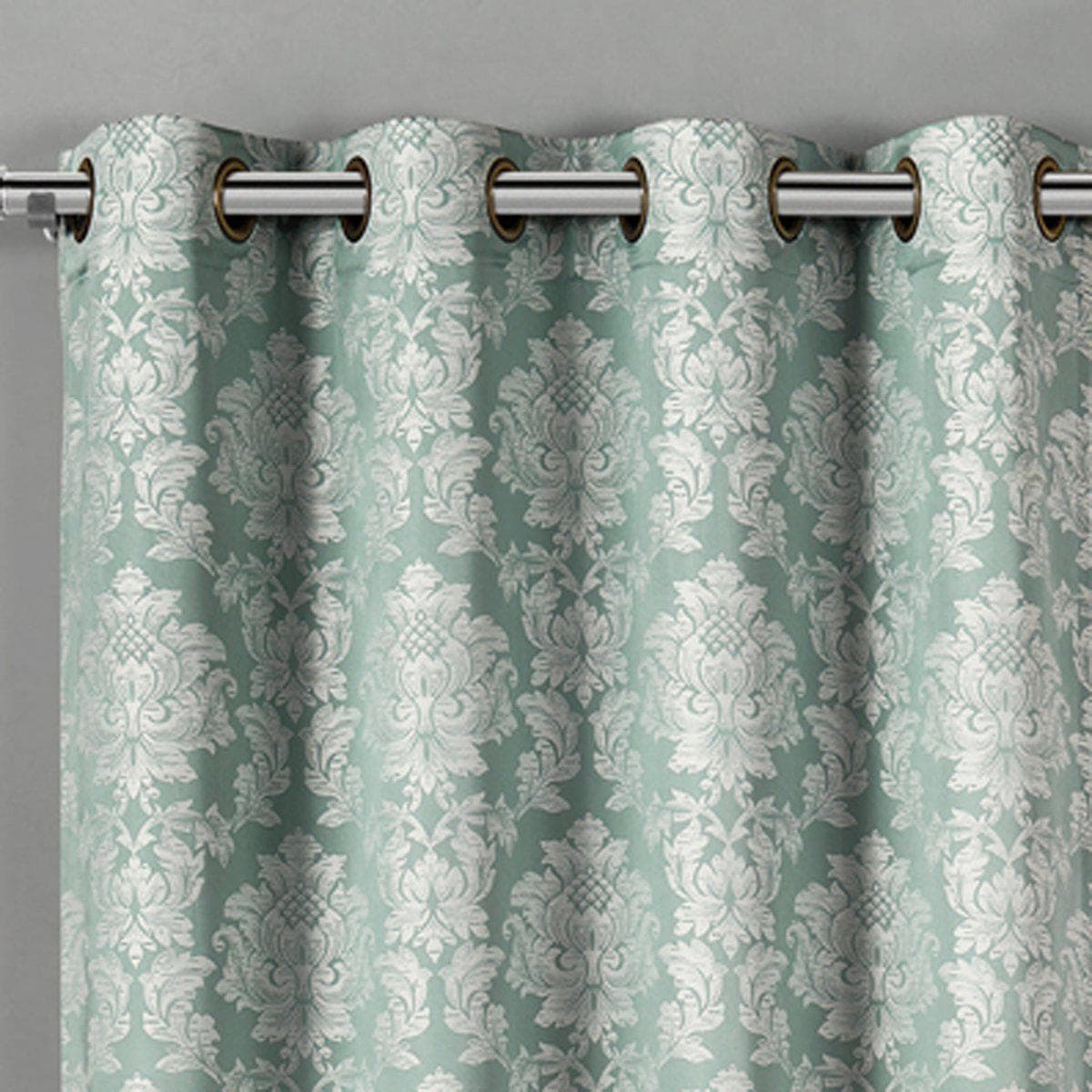 Aryanna Classic Damask Floral Curtains Jacquard Grommet Panels (Set of 2)