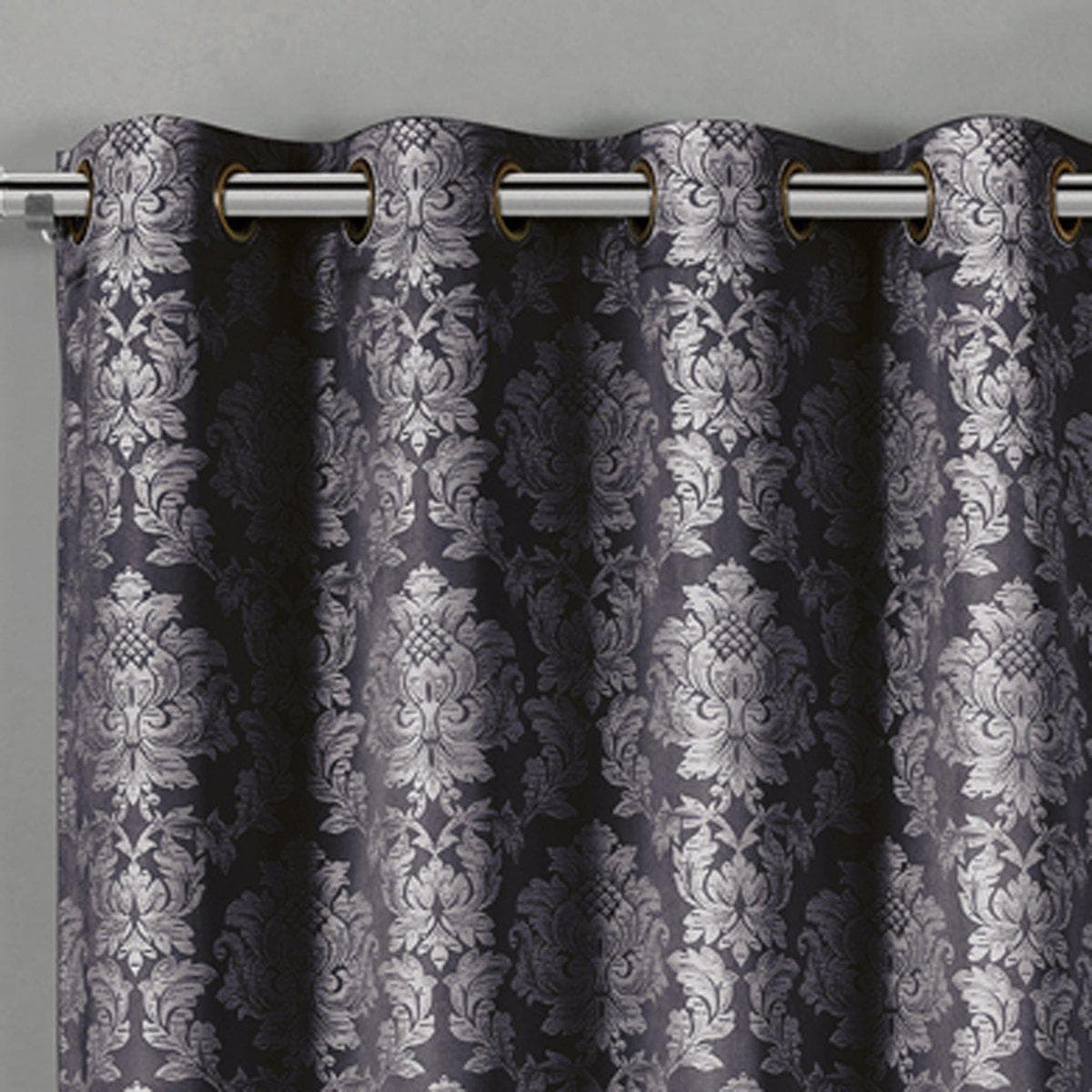 Aryanna Classic Damask Floral Curtains Jacquard Grommet Panels (Set of 2)
