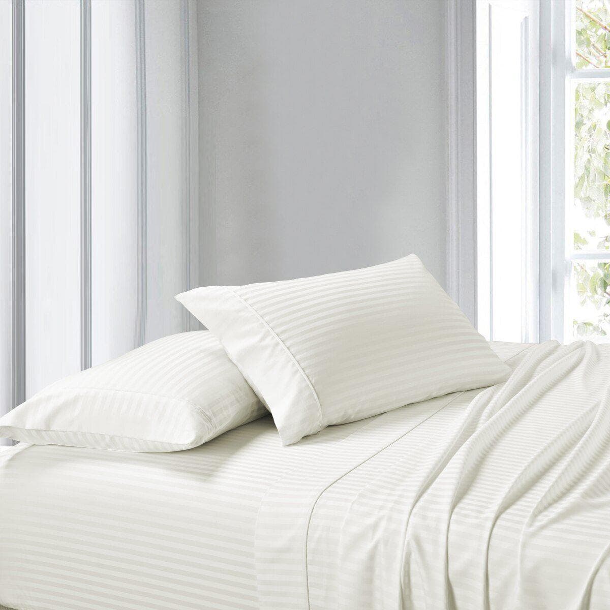 Attached Waterbed Sheet Set Stripe 300 Thread Count