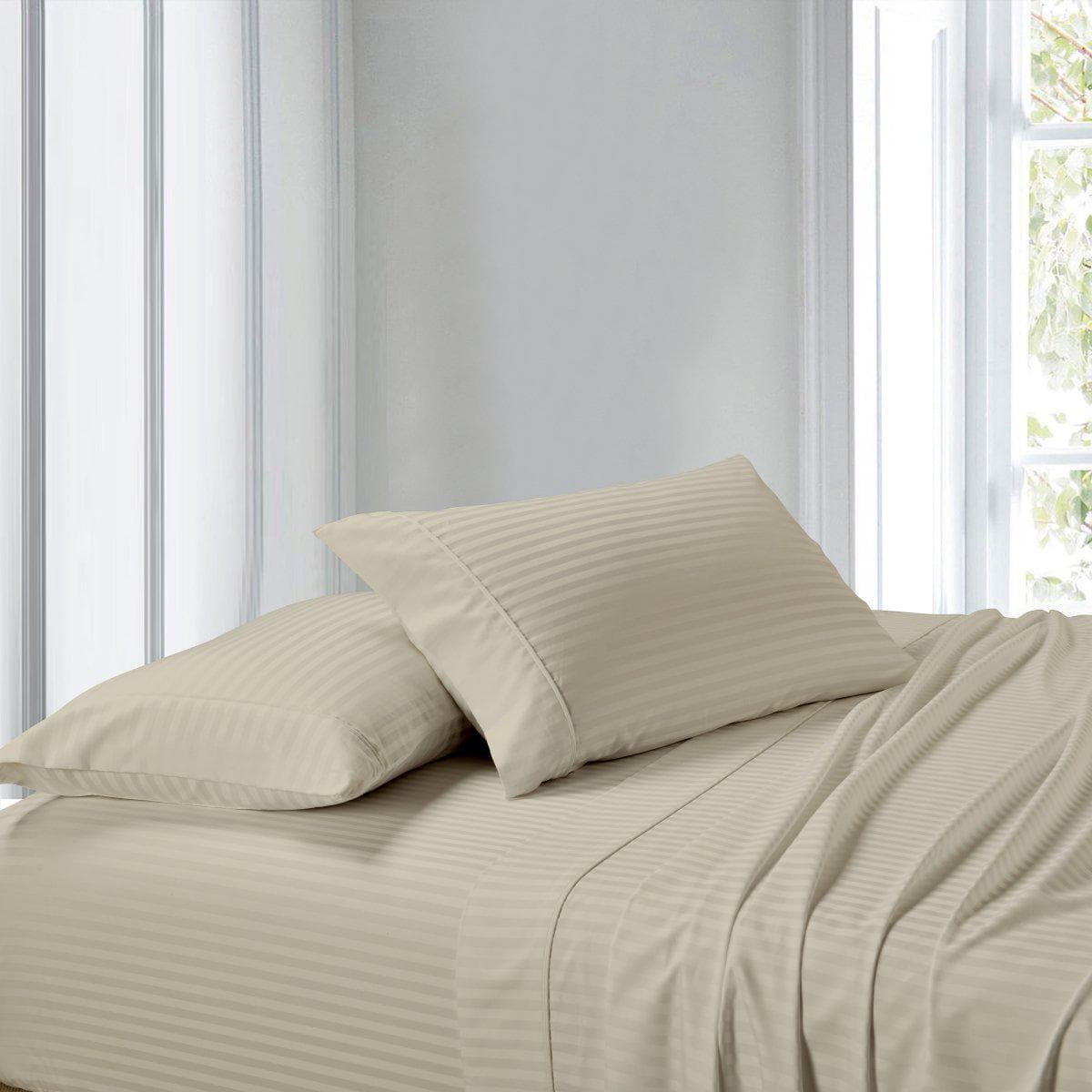 Attached Waterbed Sheet Set Stripe 300 Thread Count