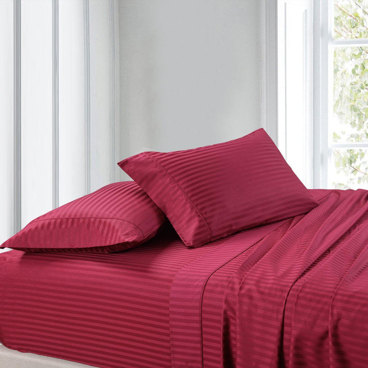 Attached Waterbed Sheet Set Stripe 300 Thread Count