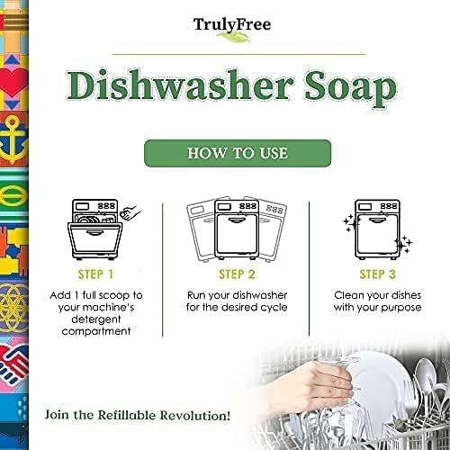 Auto Dishwasher Soap, Two 12.5oz Bags - Natural Concentrated Formula - Dish Soap, Dishwasher Detergent Cleaning Supplies, Hard Water Stain Remover, Sparkling Clean Dishes, No Harmful Ing. -2PK (2)