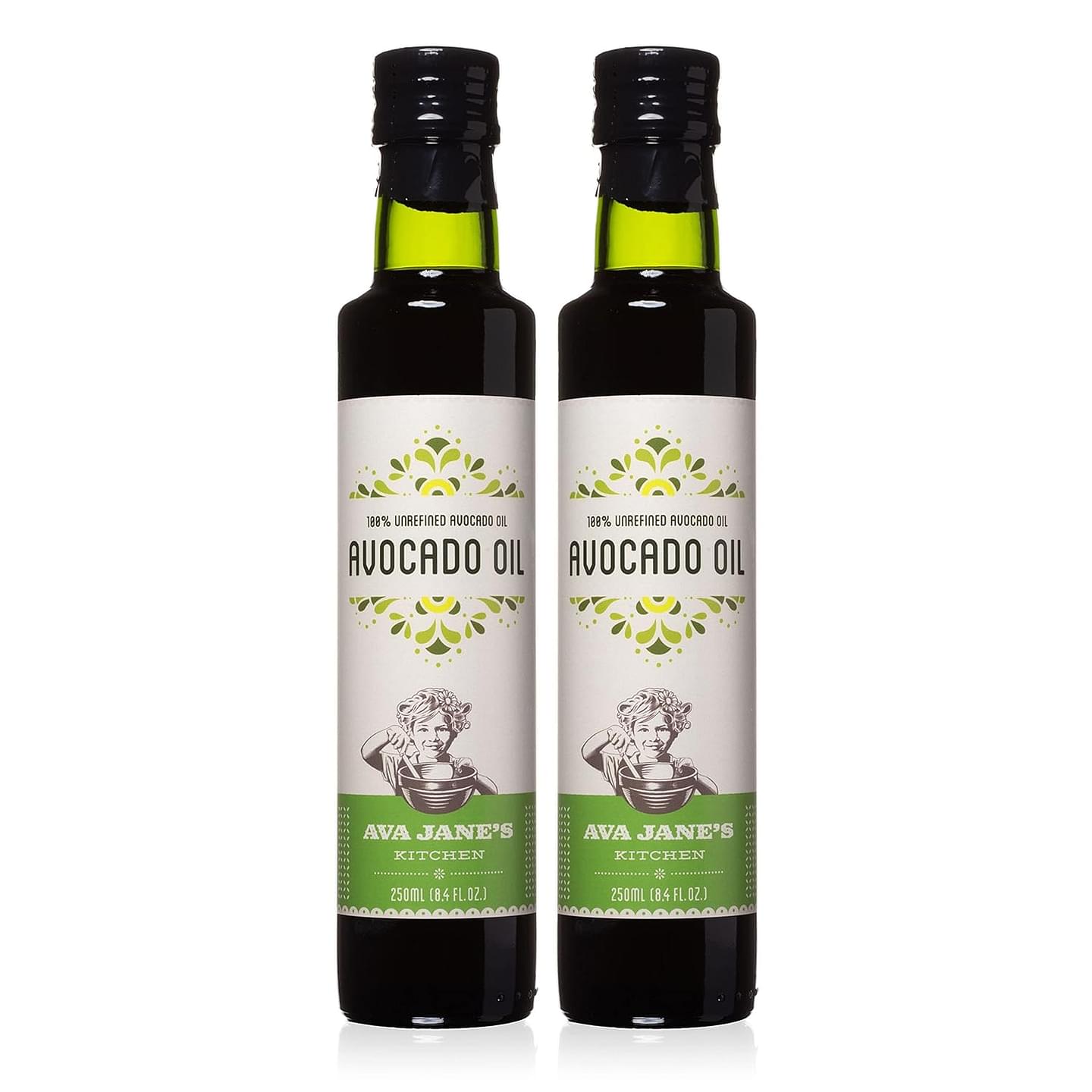 AVA JANE’S KITCHEN Avocado Oil - 100% Unrefined Avocado Oil for Cooking - From Premium Avocados - Organic Avocado Oil, Frying & Baking - Avocado Oil for Skin, Hair (2 Bottle Pack 8.4 fl oz each)