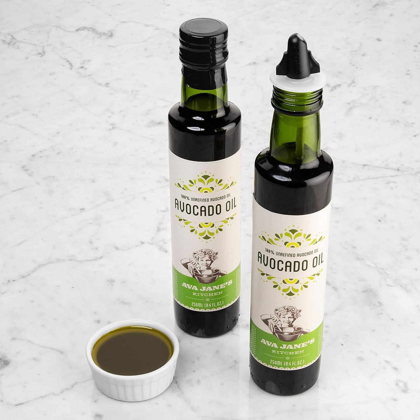 AVA JANE’S KITCHEN Avocado Oil - 100% Unrefined Avocado Oil for Cooking - From Premium Avocados - Organic Avocado Oil, Frying & Baking - Avocado Oil for Skin, Hair (2 Bottle Pack 8.4 fl oz each)