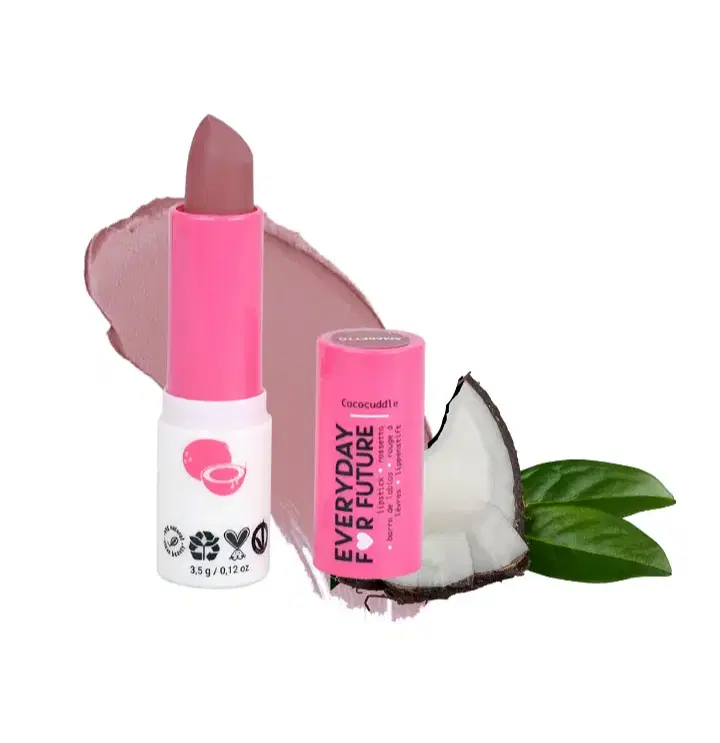 Avocado + Coconut: Eyes & Lips Essentials Bundle: 1 Lengthening Mascara, 1 Eyeliner, 1 Brow Gel, 1 Lip Oil (clear), 1 Lipstick Amaretto