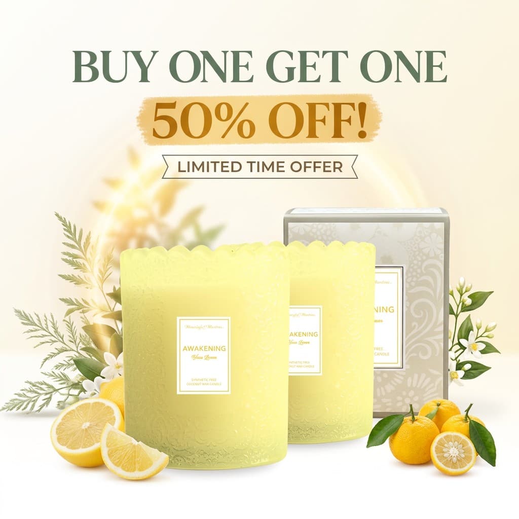 Meaningful Mantras Awakening Yuzu Lemon Natural Candle 8oz – BOGO 50% Off Bundle 