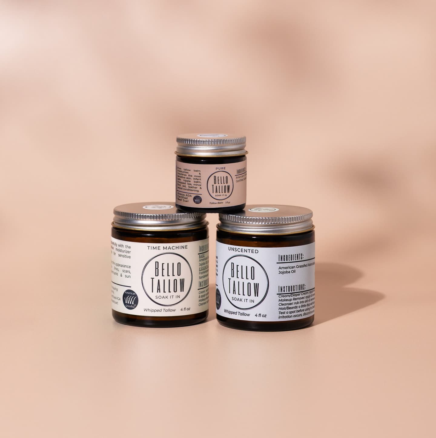 Baby Bundle – 4 oz Time Machine, 4 oz Unscented, 1 oz Pure Tallow Nipple Balm Set