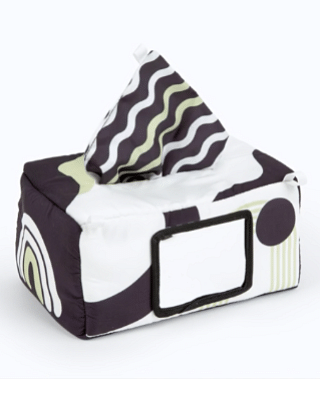 Baby Tissue Box Toy 3-in-1 w/ 10 Hanging Baby Crinkle Paper and Baby Tummy Time Mirror - High Contrast Baby Toys for Newborn - Sensory Montessori Magic Tissue Box Baby Toy - Crinkle Books for Babies