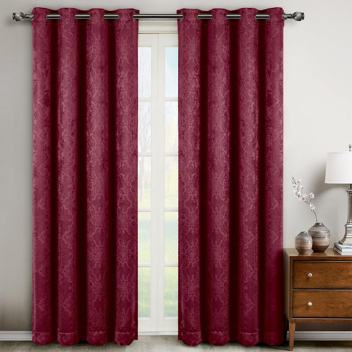 Bella Blackout Weave Paisley Grommet Curtain Panels (Set of 2)