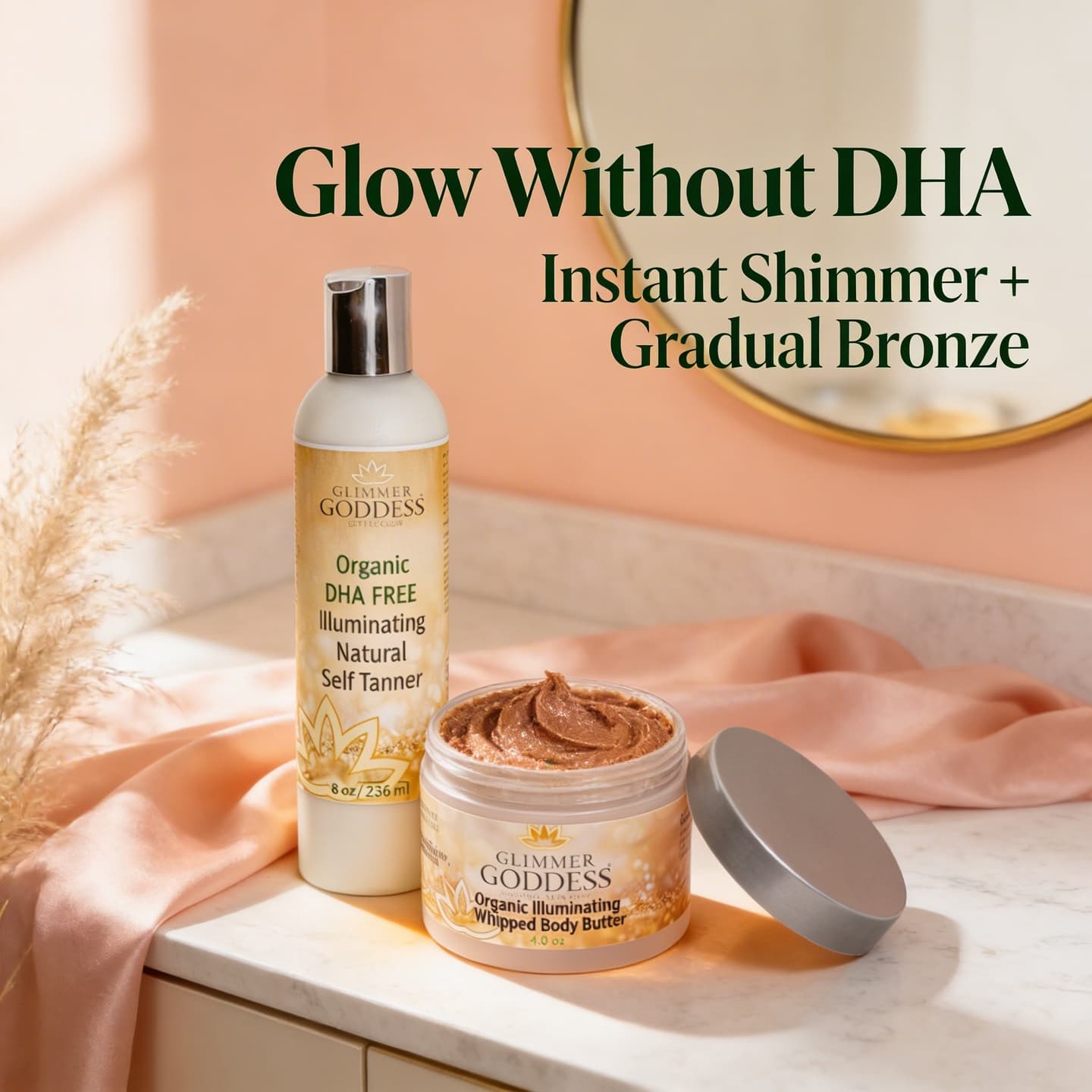 Best Organic DHA-Free Self Tanner + Bronzing Shimmer Bundle