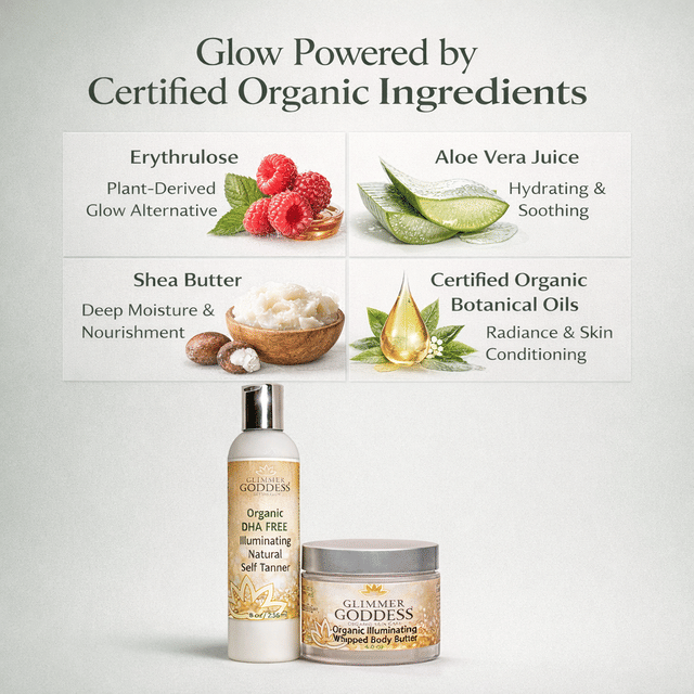Best Organic DHA-Free Self Tanner + Bronzing Shimmer Bundle - Unscented ...