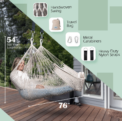 Therapist-Designed Sensory Swing for Adults & Kids with ADHD, Autism, Anxiety - Hanging Chair Outdoor Swings for Adults - Sensory Swing for Kids Indoor or Outdoor - Hammock Chair (Large)